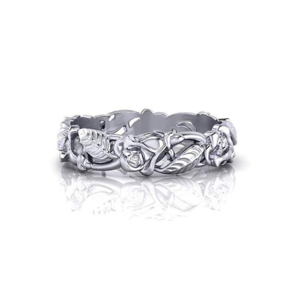 NEW 925 Sterling Silver Flower Leaves Ring Sz 8 & 9